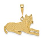 14k Textured Pit Bull Dog Pendant