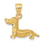 14K Satin Diamond-cut Dachshund Dog Pendant