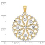 14k and White Rhodium Diamond-cut Flower Pendant - Image 4