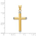 14k and White Rhodium 3-D Hollow Cross Pendant - Image 3