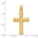 14k Reversible Diamond-cut Textured Cross Pendant - Image 3