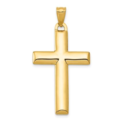 14K and White Rhodium Reversible Yellow/White Cross Pendant