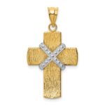 14K Two-tone Diamond-cut -X- Cross Pendant
