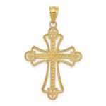 14K and White Rhodium Budded Cross Pendant - Image 4