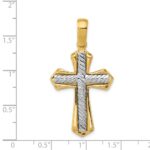 14k Two-tone Solid Cross Pendant - Image 3
