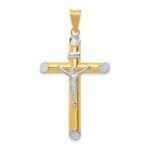14K Two-Tone and White Rhodium Inri Crucifix Pendant