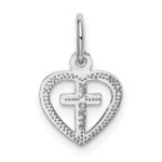 14k White Gold Small Cross in Heart Charm - Image 3
