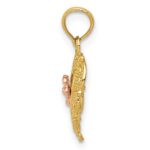 14K Two-tone Polished Flower in Fancy Border Heart Pendant - Image 2