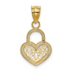 14K Polished Filigree Heart Lock Charm - Image 3
