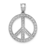 14k White Gold Peace Symbol Pendant
