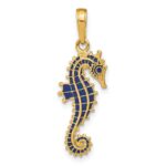 14K 3-D Blue Enameled Seahorse Pendant - Image 3