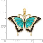 14K Blue Enameled Butterfly Pendant - Image 4