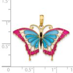 14K Blue and Red Enameled Butterfly Pendant - Image 4