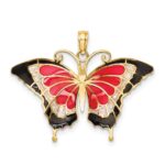 14K Pink Enameled Butterfly Pendant - Image 3