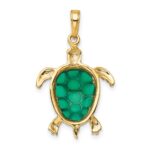 14K Green Enameled Sea Turtle Pendant - Image 3