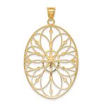 14k and  White Rhodium Floral Filigree Medallion Pendant - Image 4