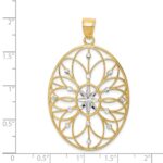 14k and  White Rhodium Floral Filigree Medallion Pendant - Image 3
