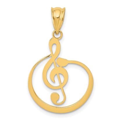 14k G Treble Clef Musical Note Pendant