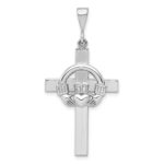 14k White Gold Claddagh Cross Pendant