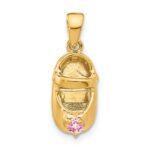 14k 3-D October/Pink Synthetic Stone Engravable Shoe Charm