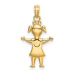 14k Solid Polished Girl with Pig-Tails Charm