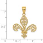 14k Filigree Fleur de Lis Pendant - Image 4