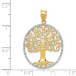 14k and White Rhodium Filigree Tree of Life Pendant - Image 4