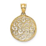 14K and White Rhodium Filigree Circle Pendant - Image 3