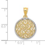 14K and White Rhodium Filigree Circle Pendant - Image 4