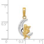 14k and White Rhodium Polished Moon with Angel Pendant - Image 4