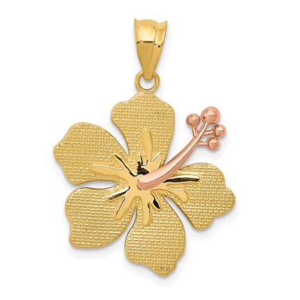 14k Two-tone Yellow and Rose Hibiscus Charm