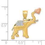 14k Two-tone with White Rhodium Elephant with Heart Pendant - Image 4