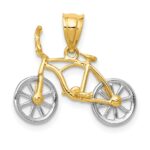 14k Two-tone 3-D Bicycle with Moveable Wheels Pendant