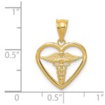 14k Caduceus Heart Medical Pendant - Image 4