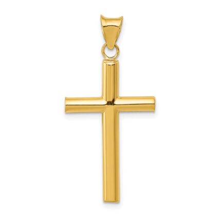 14K Polished Hollow Cross Pendant