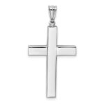 14k White Gold Polished Hollow Cross Pendant - Image 3