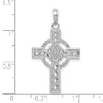 14K White Gold Diamond-cut Celtic Cross Pendant - Image 4