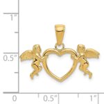 14k Flying Cherubs Holding Heart Pendant - Image 3