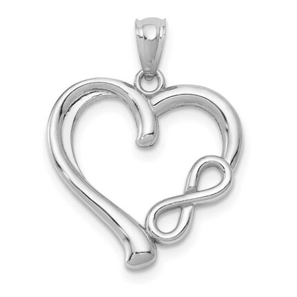 14k White Gold Polished Infinity Heart Pendant