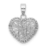 14K White Gold Open Wire Heart Pendant - Image 3