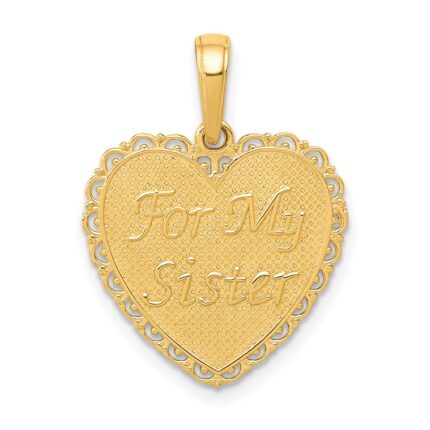 14K Reversible FOR MY SISTER / FRIENDS FOREVER Heart Pendant