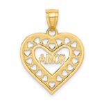 14k AMOR in Cut-out Heart Charm