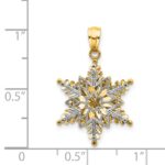 14k Two-tone Polished and Textured 2-Level Snowflake Pendant - Image 4