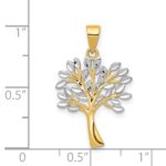 14K and White Rhodium Diamond-cut Tree Pendant - Image 4