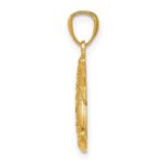 14k Gold Polished and Textured Moon and Stars Pendant - Image 2