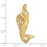 14K Gold Polished / Textured Mermaid Chain Slide Pendant - Image 3