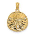 14k Gold Polished Large Sand Dollar Pendant - Image 3