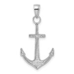 14K White Gold Polished Anchor Pendant - Image 3