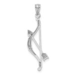 14k White Gold Polished and Textured Bow and Arrow Pendant - Image 3