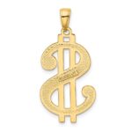 14K Gold Polished and Textured Dollar Sign Pendant - Image 3